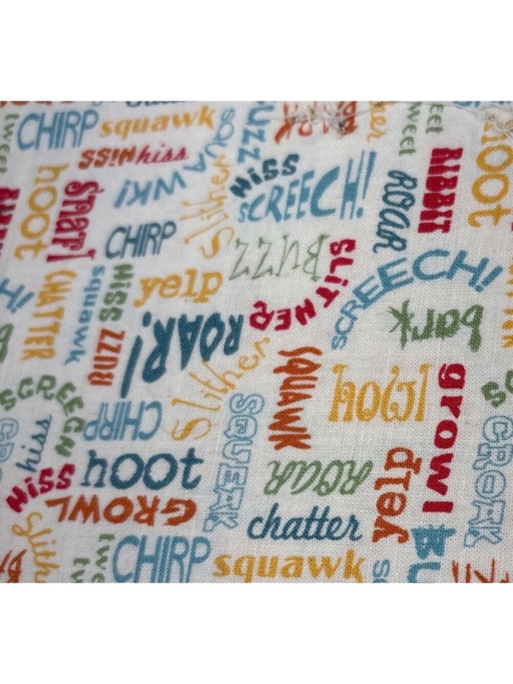 Animal Sounds Word Print Cotton Fabric 10x17" Multicolor Quilting Sewing - Picture 5 of 12